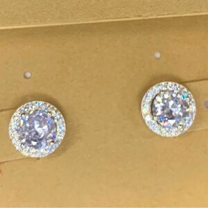 Lesa Michele Sterling Silver CZ Round Stud Earrings. NWOT